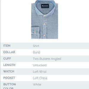 Custom design MTailor lightweight dress shirt.